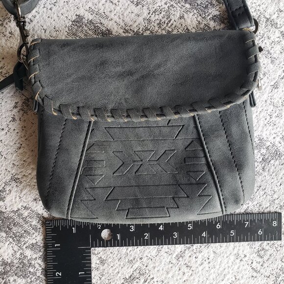 New Mia & Luca Silver Grey suede leather Aztec woven purse NWT - Picture 10 of 12